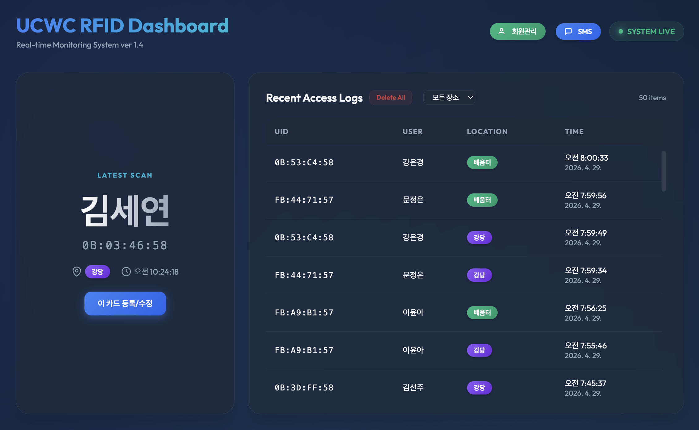 RFID 대시보드