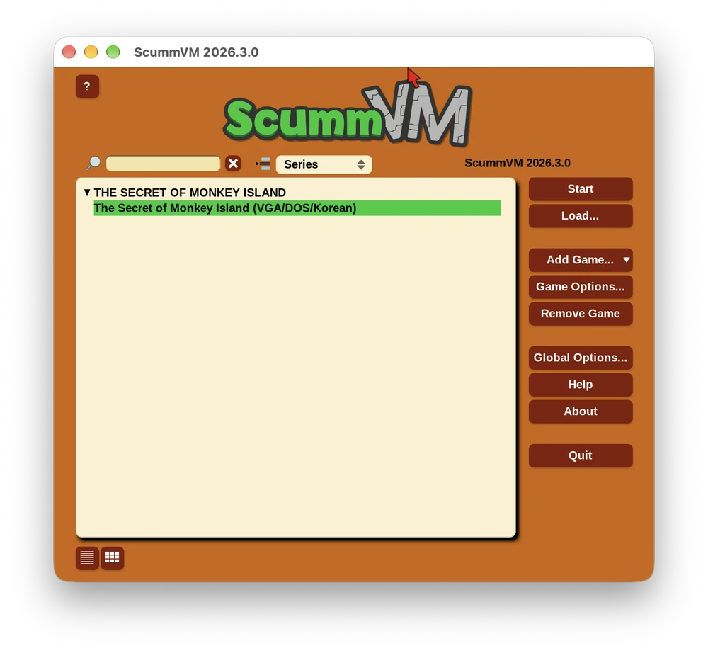 ScummVM 원숭이 섬의 비밀 실행 화면